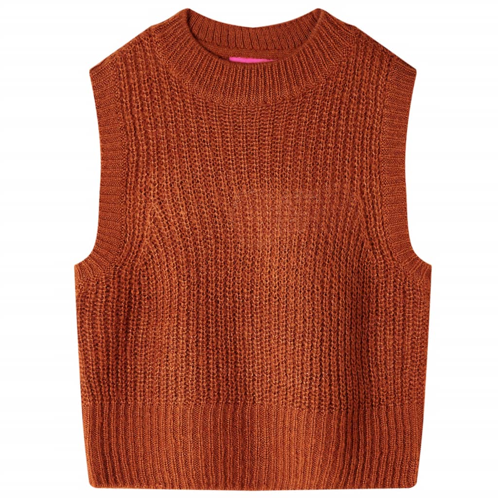 Kinder-Pulloverweste Gestrickt Cognac 128