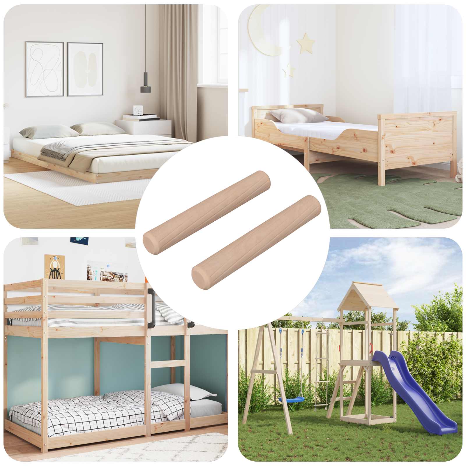 Holzdübel 2 pcs Natur Ø 6 x 40 mm Massivholz
