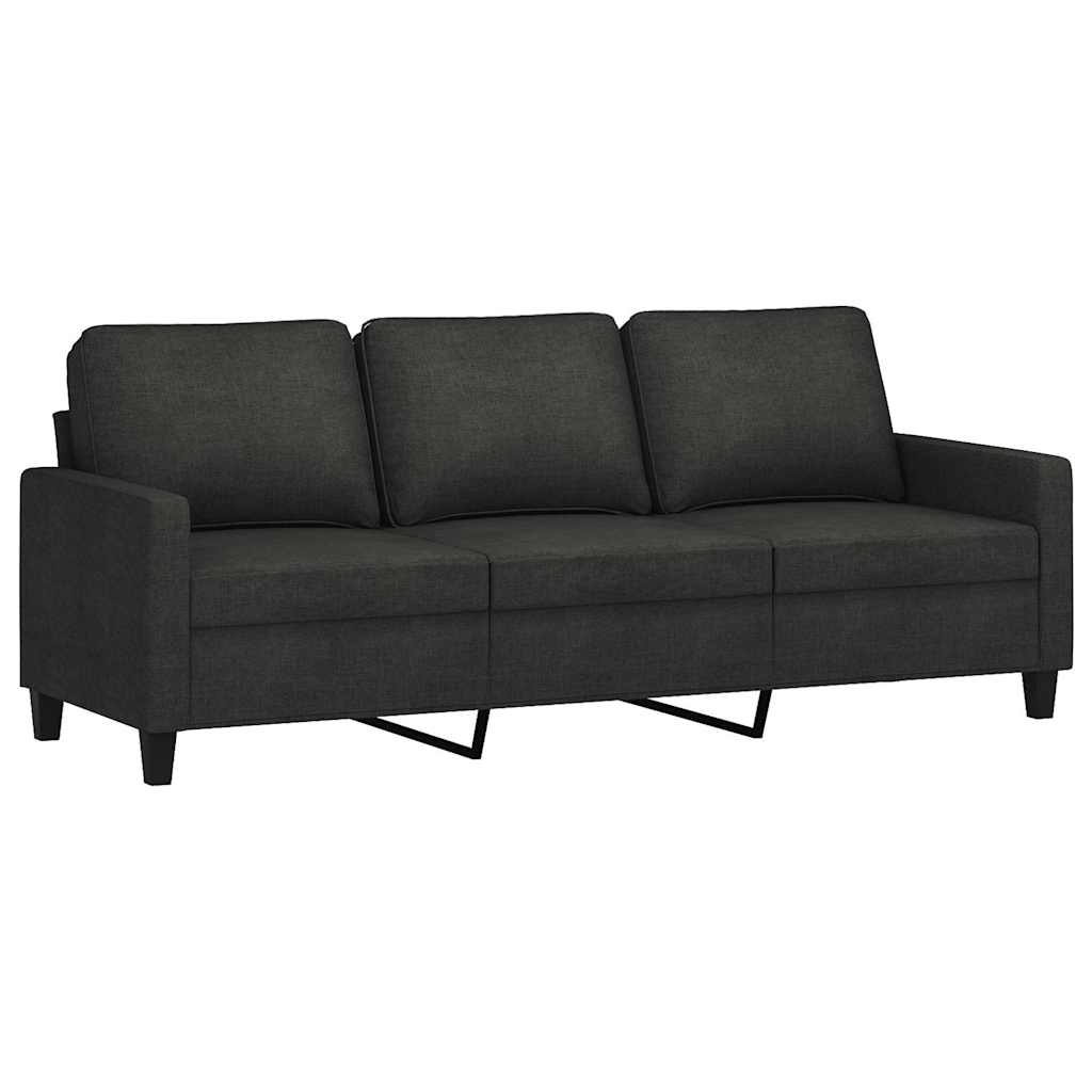 3-Sitzer-Sofa mit Hocker Creme 180 cm Stoff