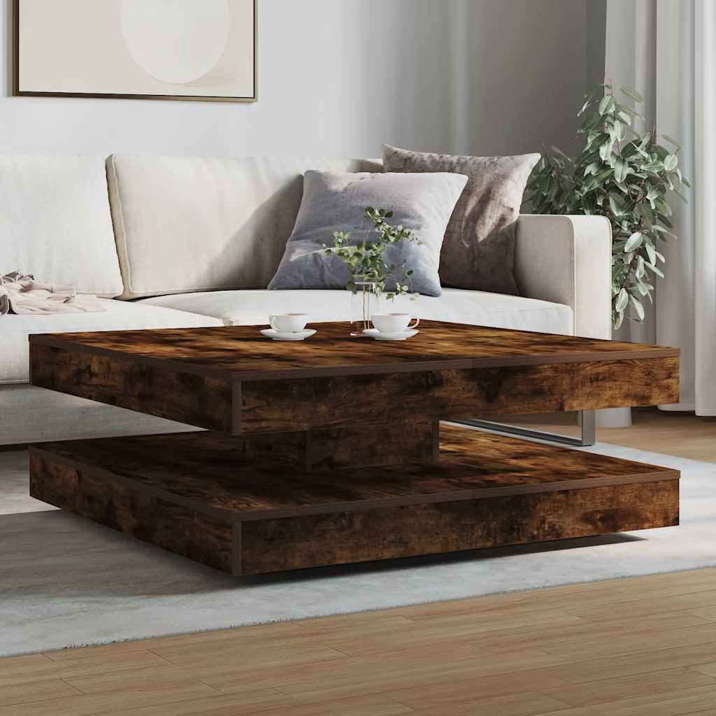 Couchtisch 360-Grad Drehbar Weiß 90x90x34,5 cm