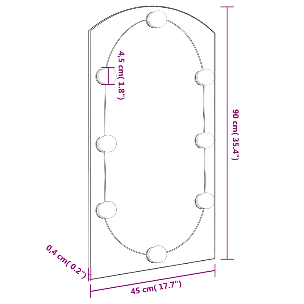Spiegel mit LED-Leuchten 60x30 cm Glas Oval