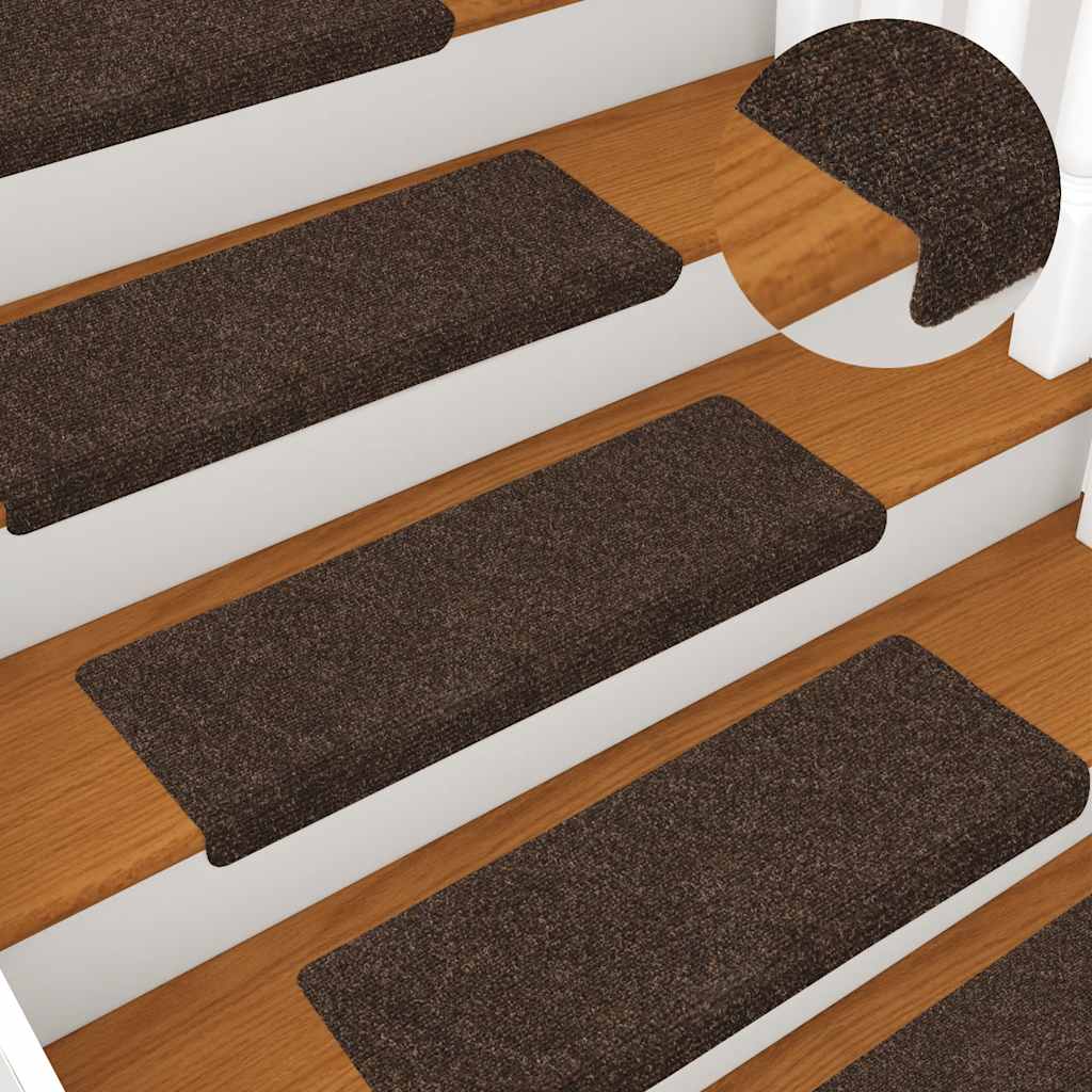 Stufenmatten Selbstklebend 15 Stk. 65x21x4 cm Hellbraun Rechteckiger Rand