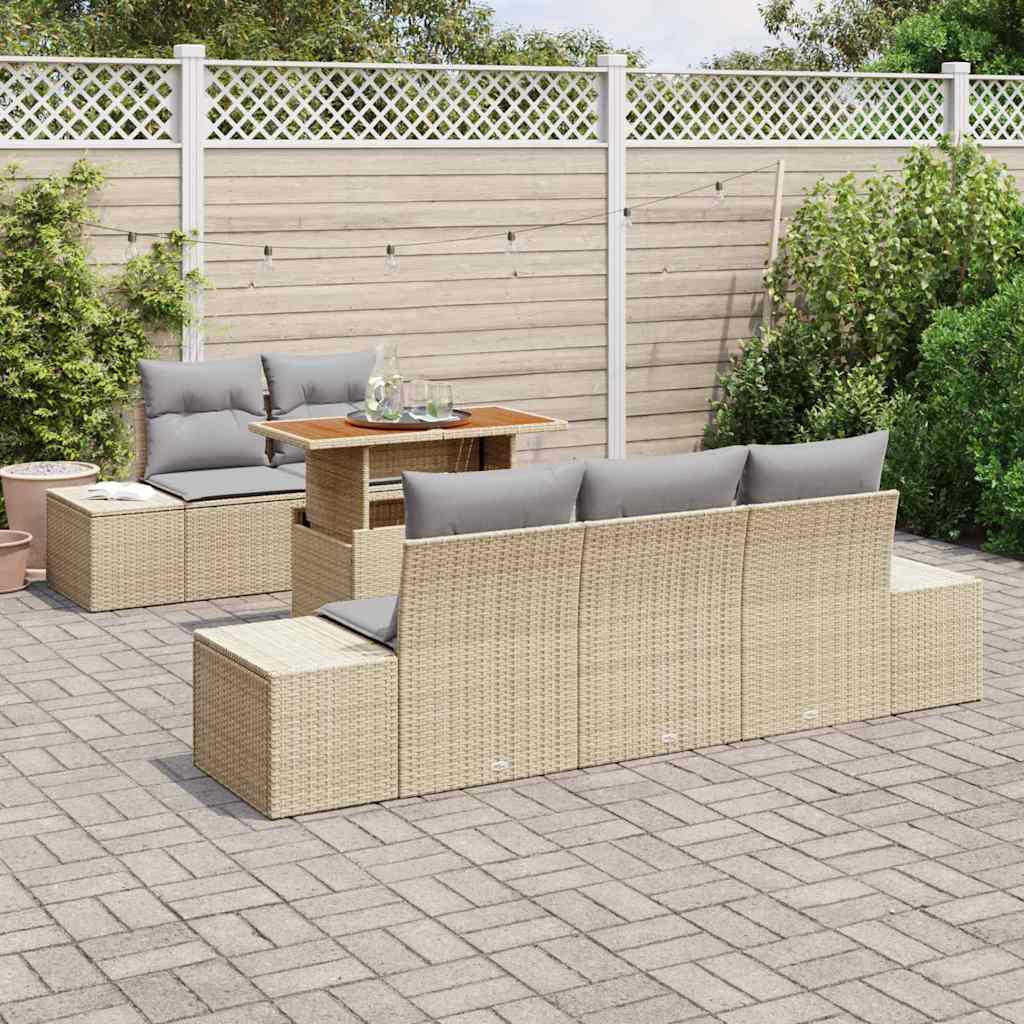 Garten Essgruppe mit Kissen 6 pcs Schwarz und Creme