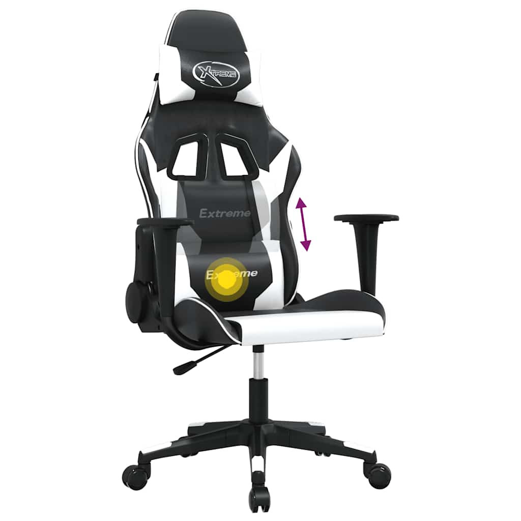 Gaming-Stuhl mit Massagefunktion Schwarz und Blau Kunstleder
