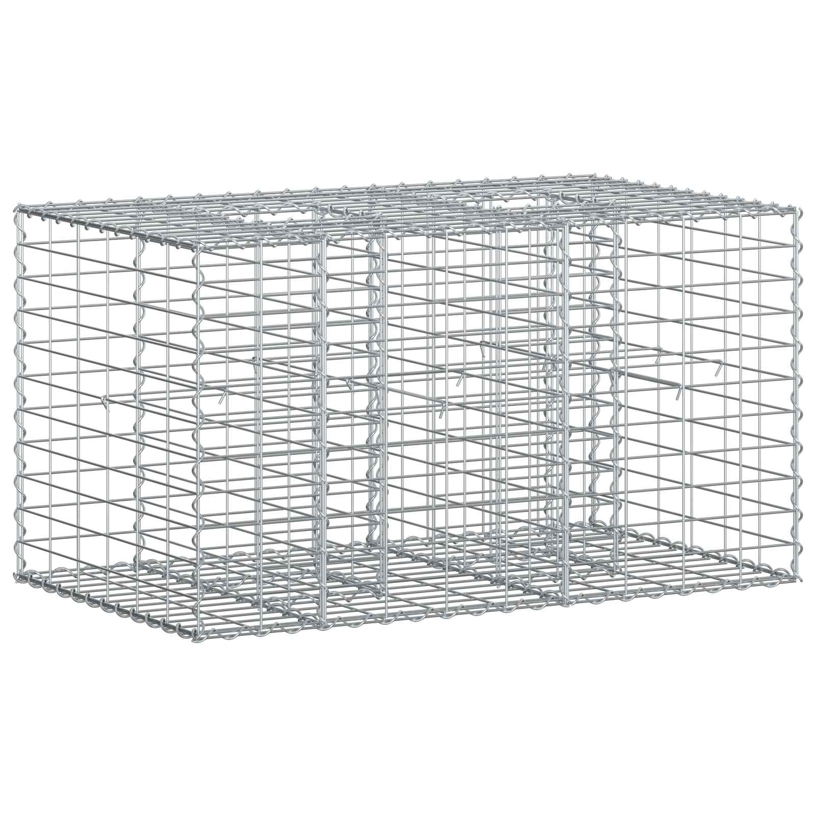 Gabionen Hochbeet 2 pcs Silber 260 x 60 x 55 cm