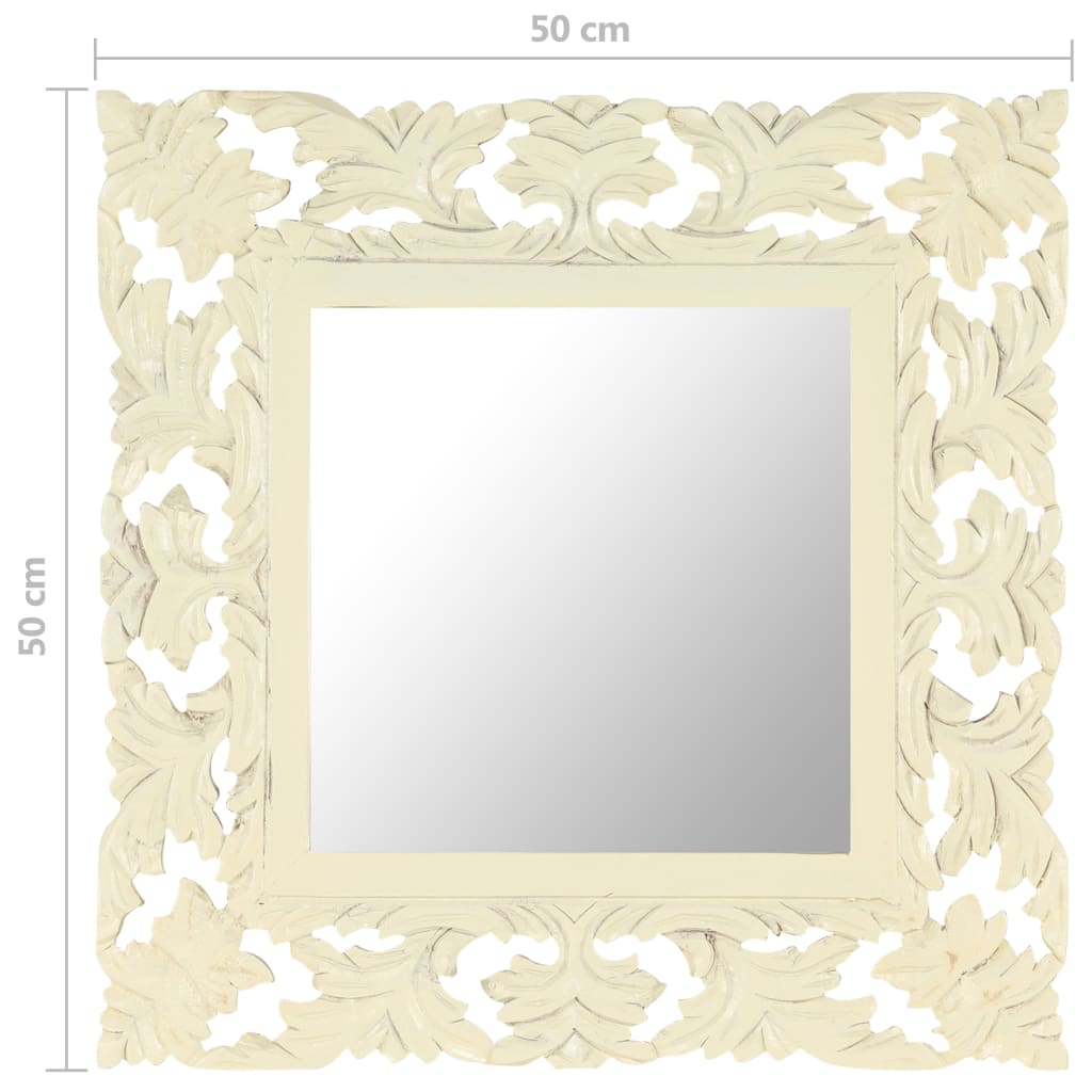 Spiegel Handgeschnitzt Braun 50x50 cm Massivholz Mango
