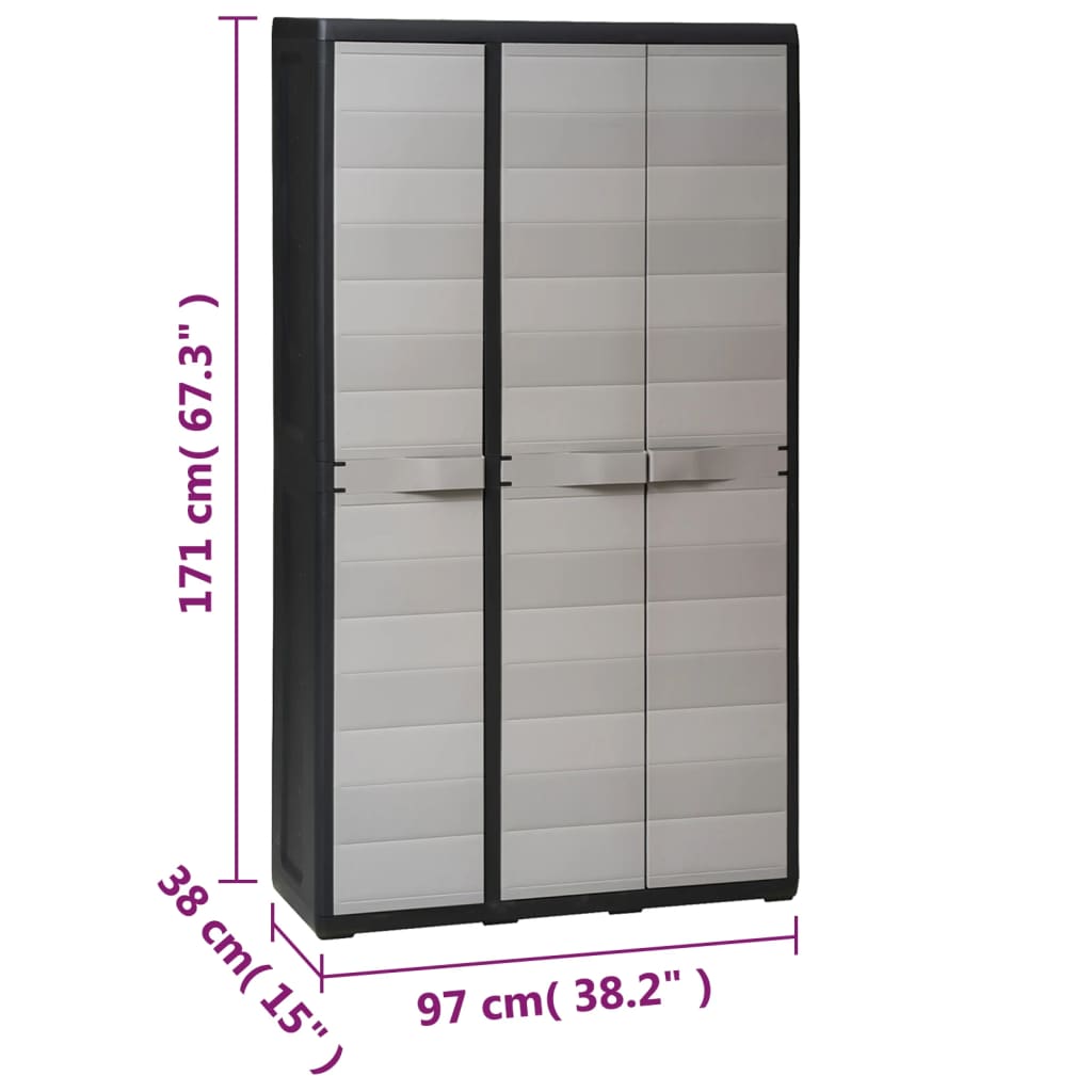 Gartenschrank mit 4 Böden Schwarz