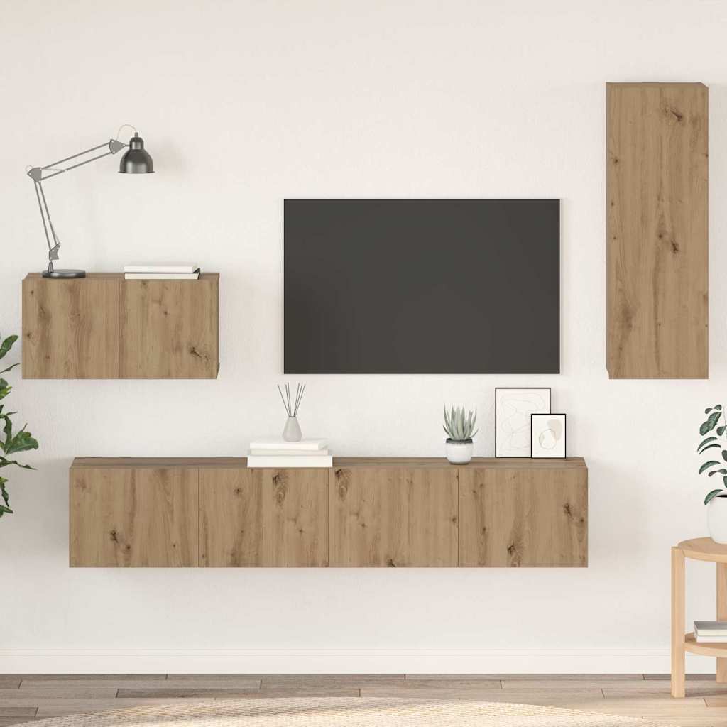 4-tlg. TV-Schrank-Set Sonoma-Eiche Holzwerkstoff