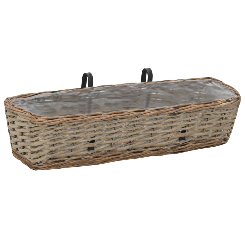 Balkon-Blumentöpfe 2 Stk. Weide mit PE-Auskleidung 40 cm