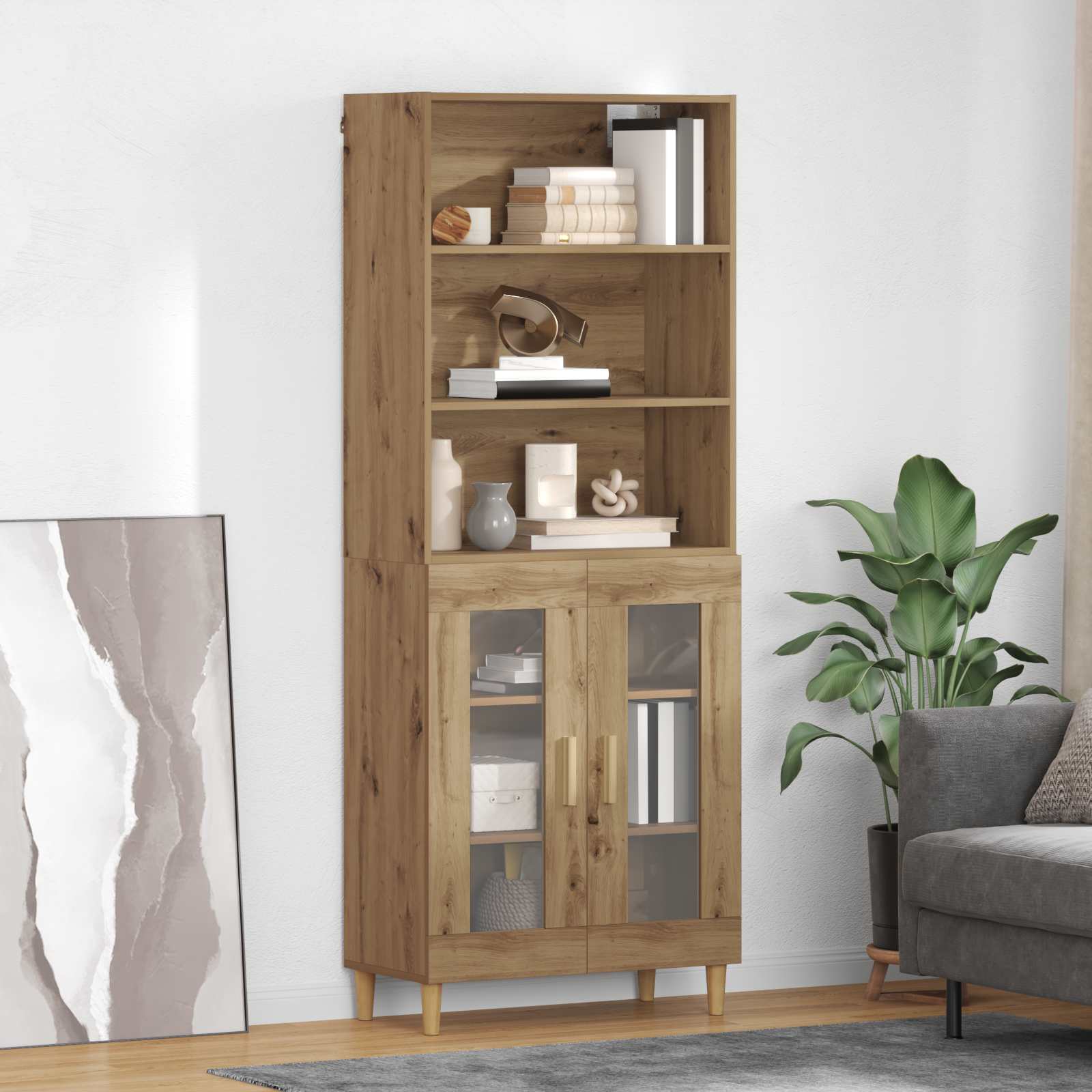 Highboard Altholz 69,5 x 32,5 x 180 cm Holzwerkstoff
