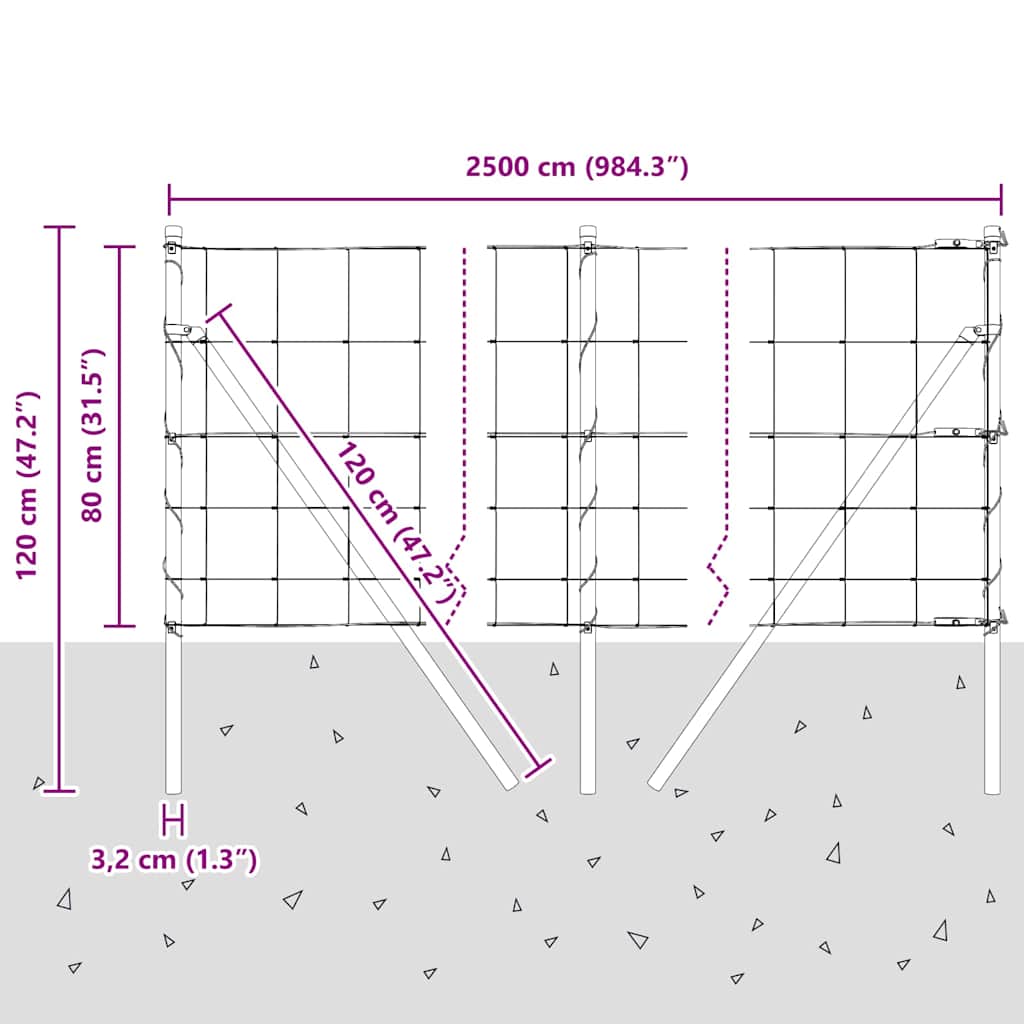 Ground Fix Geschweißter Drahtzaun 25 x 0,8 m Silber Netz