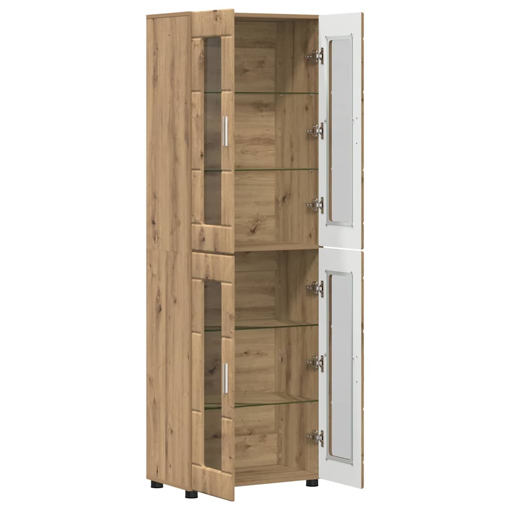 Highboard mit Regal FLORIN Weiß 60 x 35 x 182 cm Holzwerkstoff