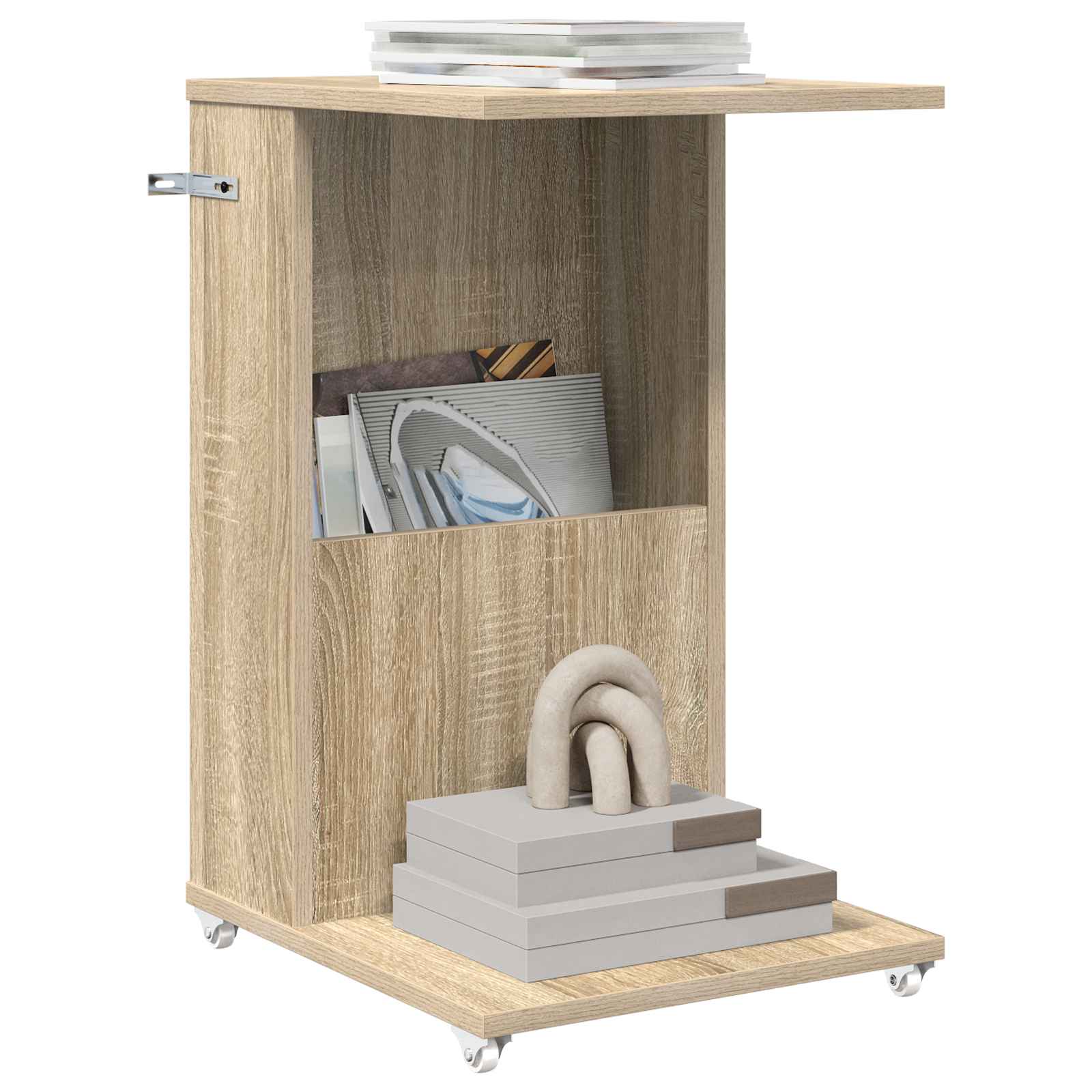 Beistelltisch Mit Rad Weiß 40 x 35 x 60 cm Holzwerkstoff