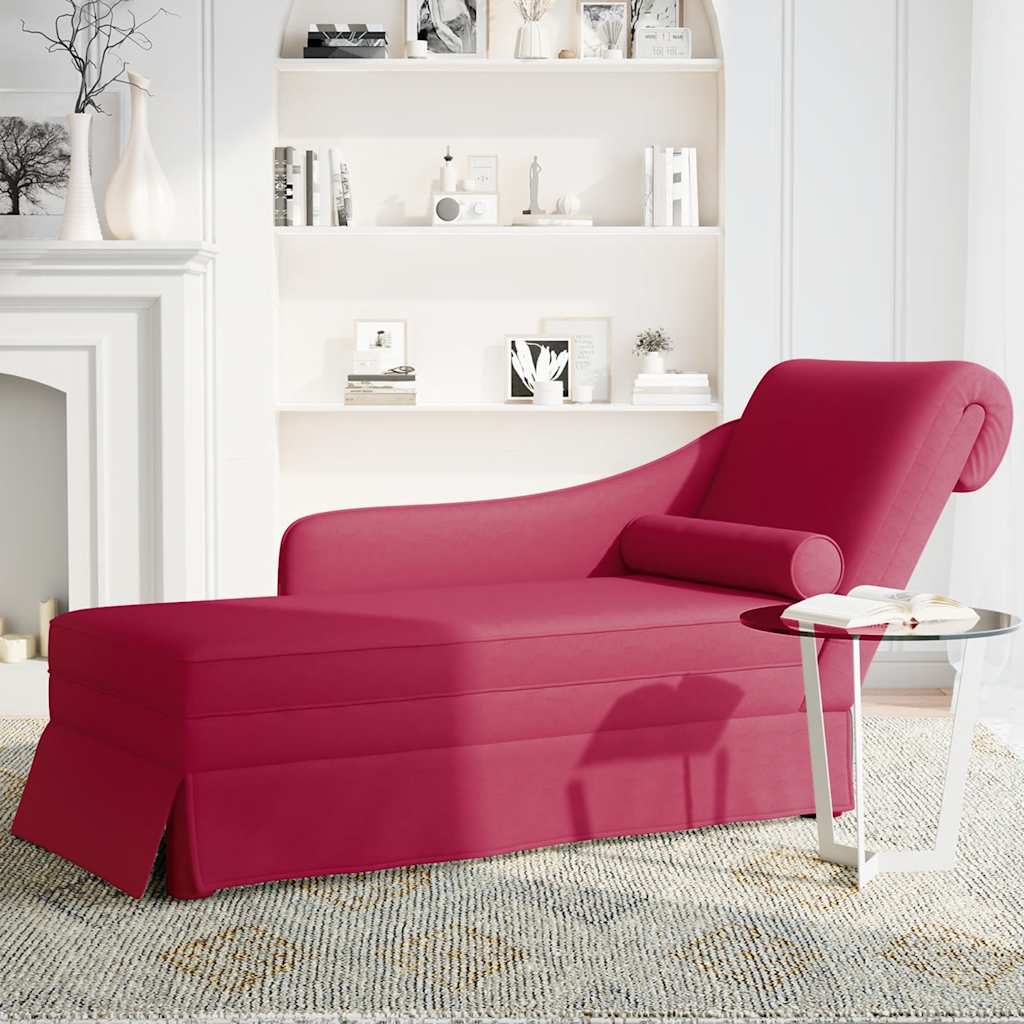 Chaiselongue mit Nackenrolle und Rechter Armlehne Blau Samt