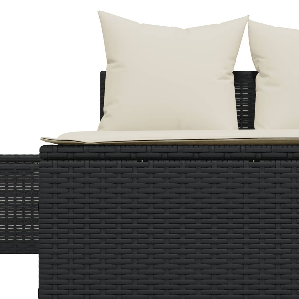Doppel-Sonnenliege mit Auflagen Beige Poly Rattan
