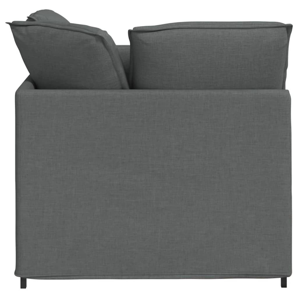 Modulares Sofa mit Fußhocker Kissen Stoff Hellgrau