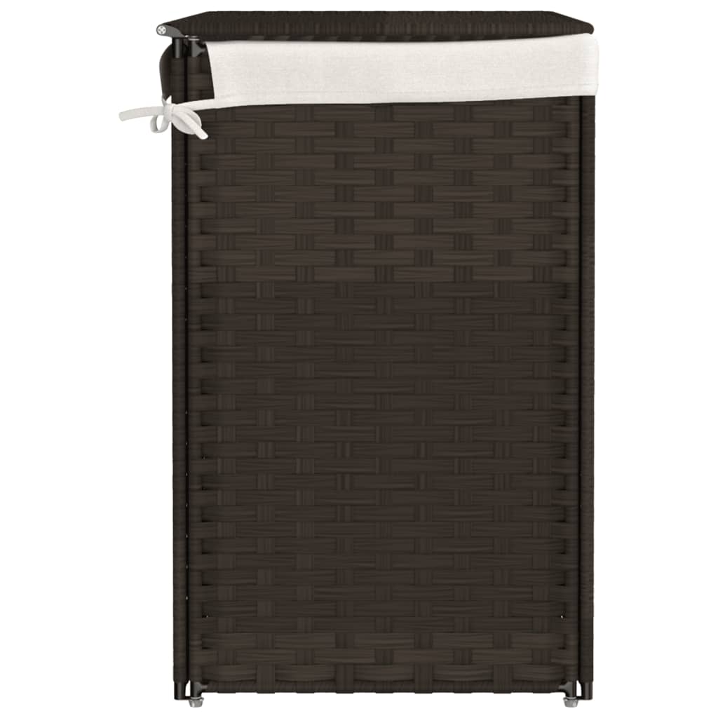 Wäschekorb mit 2 Fächern 53x35x57 cm Poly Rattan