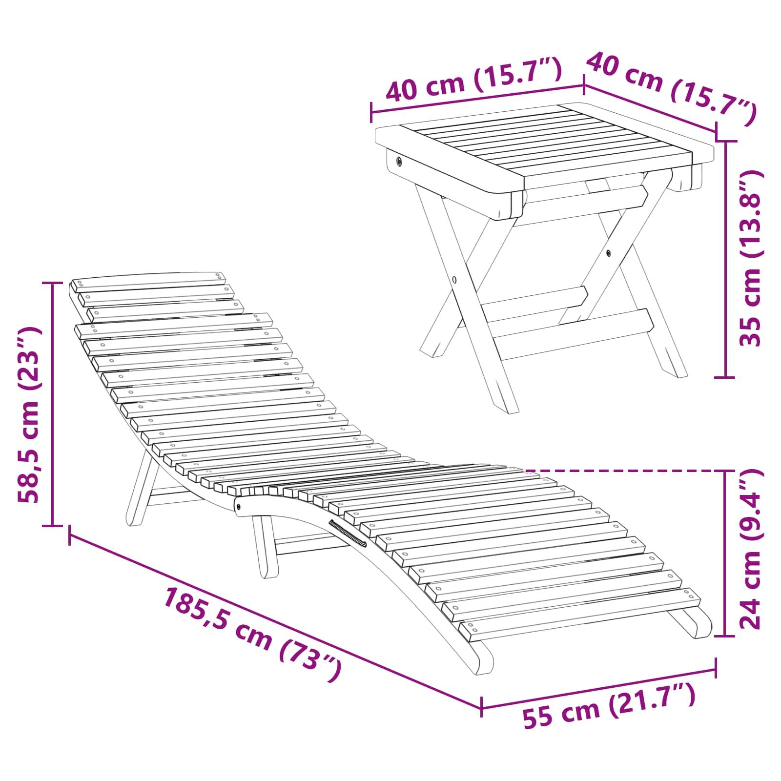 Sonnenliege Braun 198 x 55 x 58,5 cm Massivholz Teak