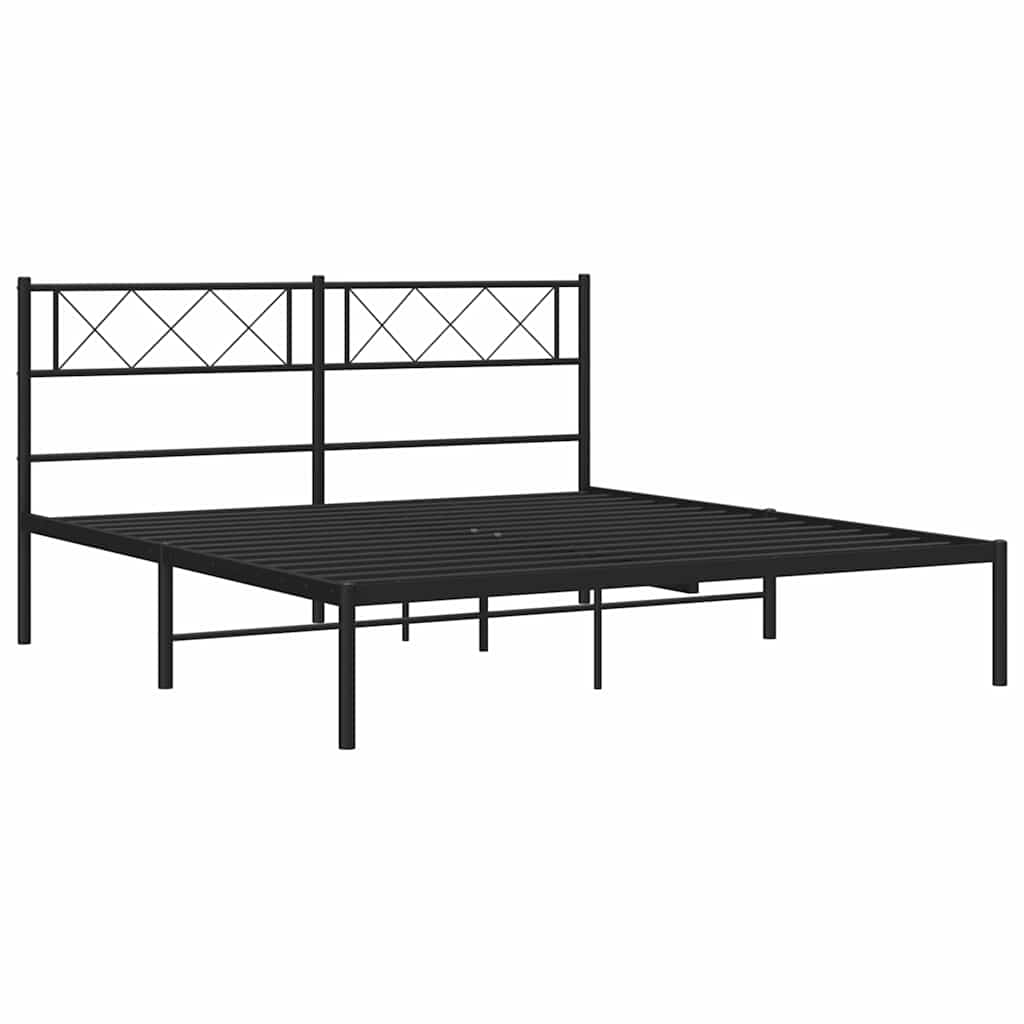 Bettgestell mit Kopfteil Metall Schwarz 100x190 cm