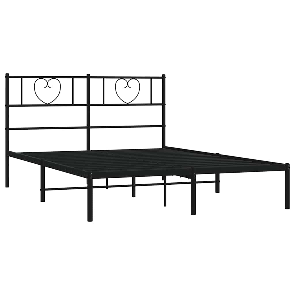 Bettgestell mit Kopfteil Metall Schwarz 100x190 cm