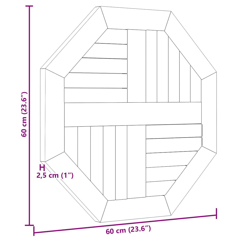 Tischplatte Massivholz Teak Rund 2,5 cm 40 cm
