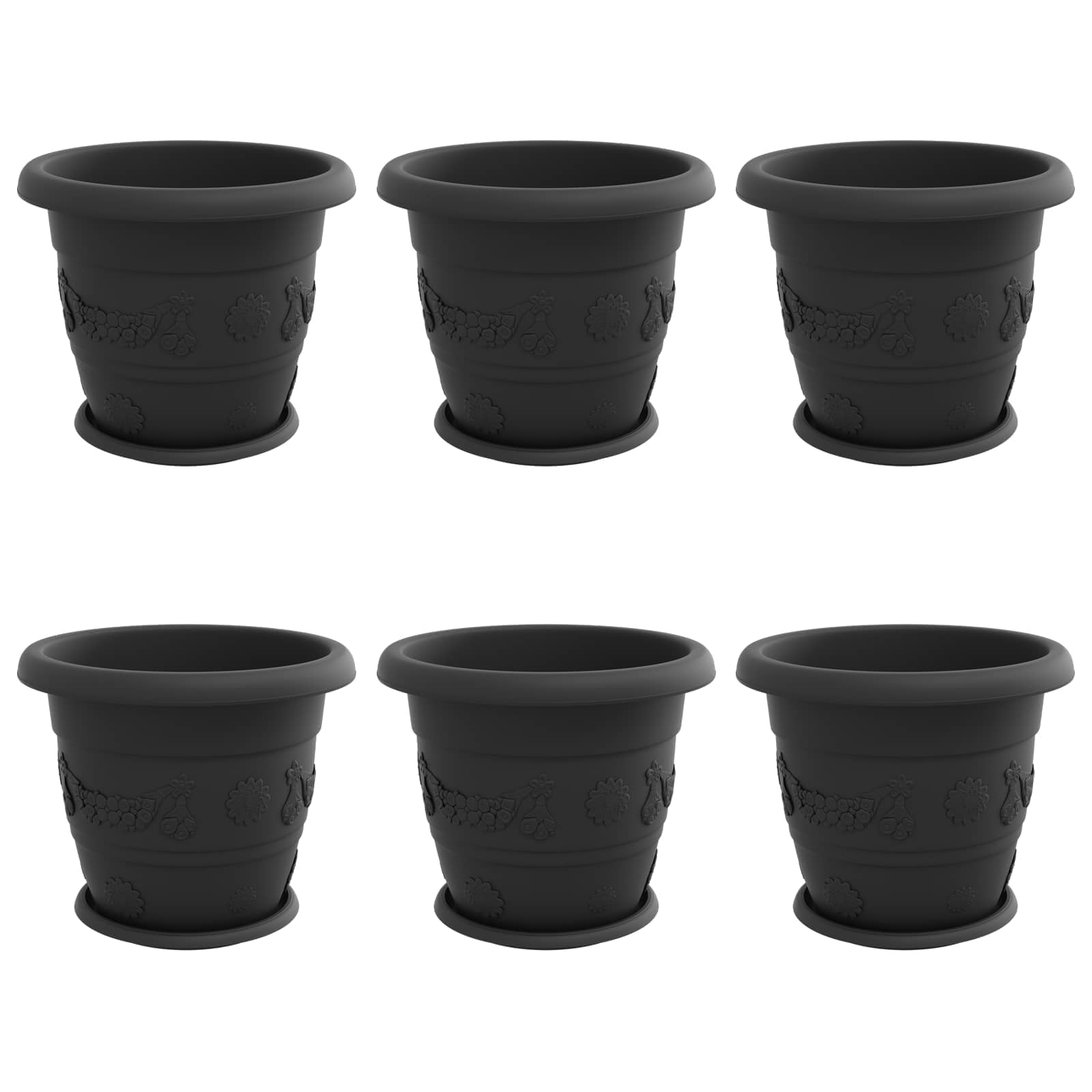 Blumentöpfe 6 pcs Ziegelrot Ø 22 x 18 cm Kunststoff