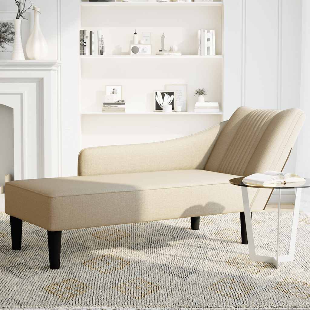 Chaiselongue mit Rechter Armlehne Hellgrau Stoff