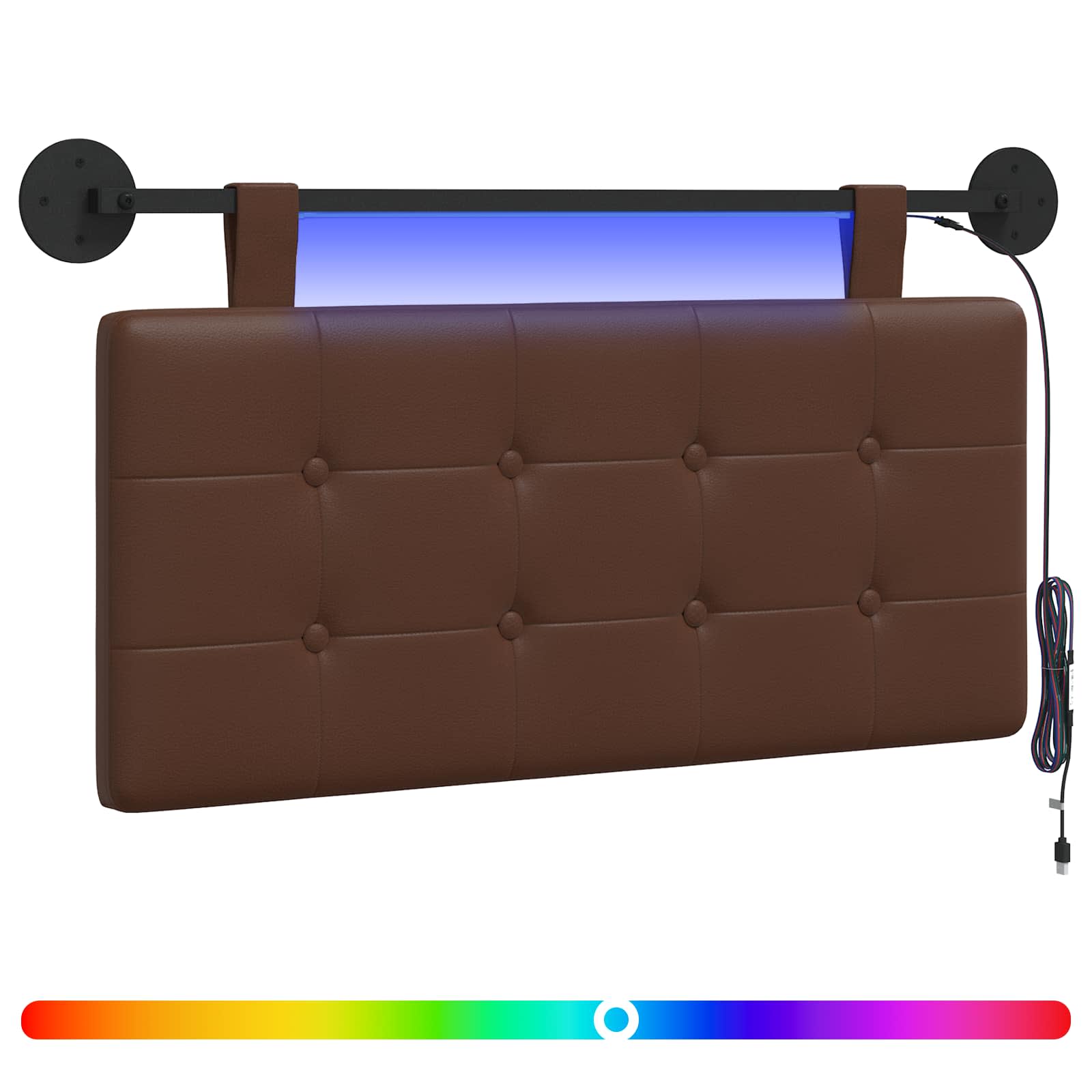 Hängendes Kopfteil Mit LED Licht Creme Kunstleder