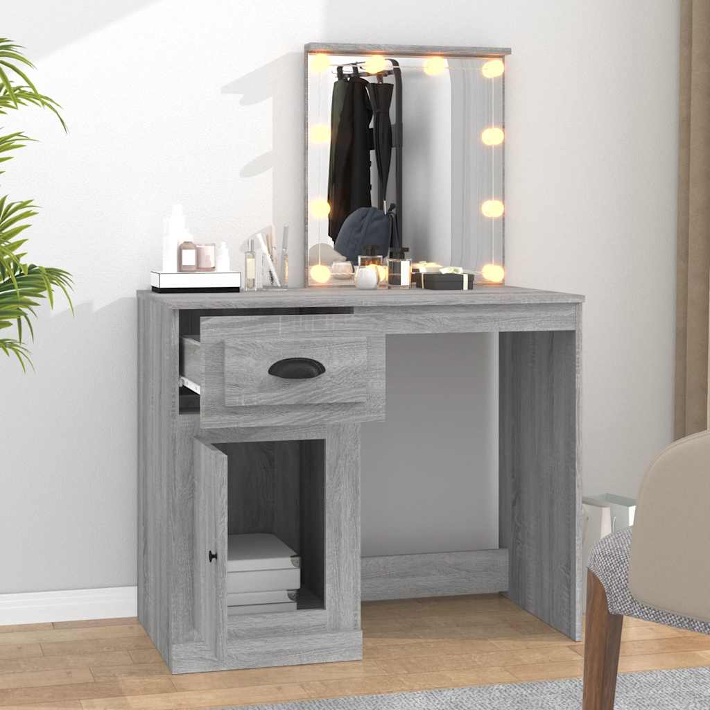 Schminktisch mit Spiegel Weiß 90x50x132,5 cm Holzwerkstoff