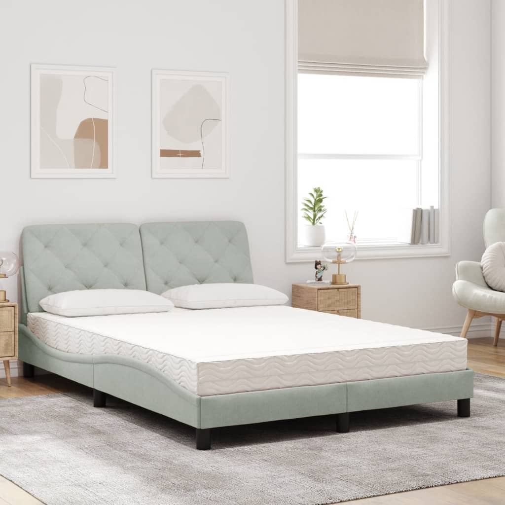 Bett mit Matratze Hellgrau 80x200 cm Samt