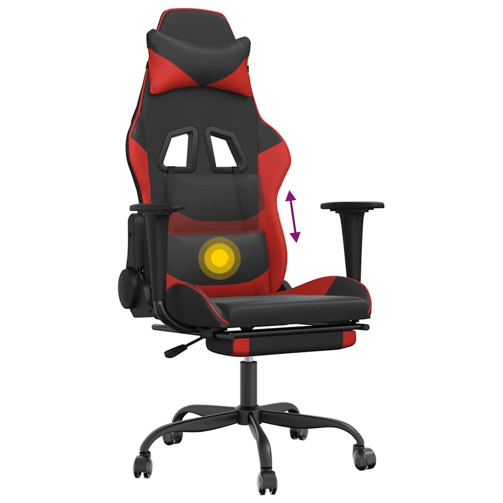 Gaming-Stuhl mit Massagefunktion Schwarz und Rot Kunstleder