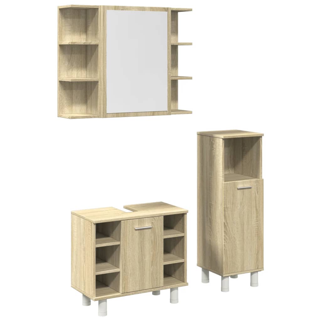 3-tlg. Badmöbel-Set Betongrau Holzwerkstoff