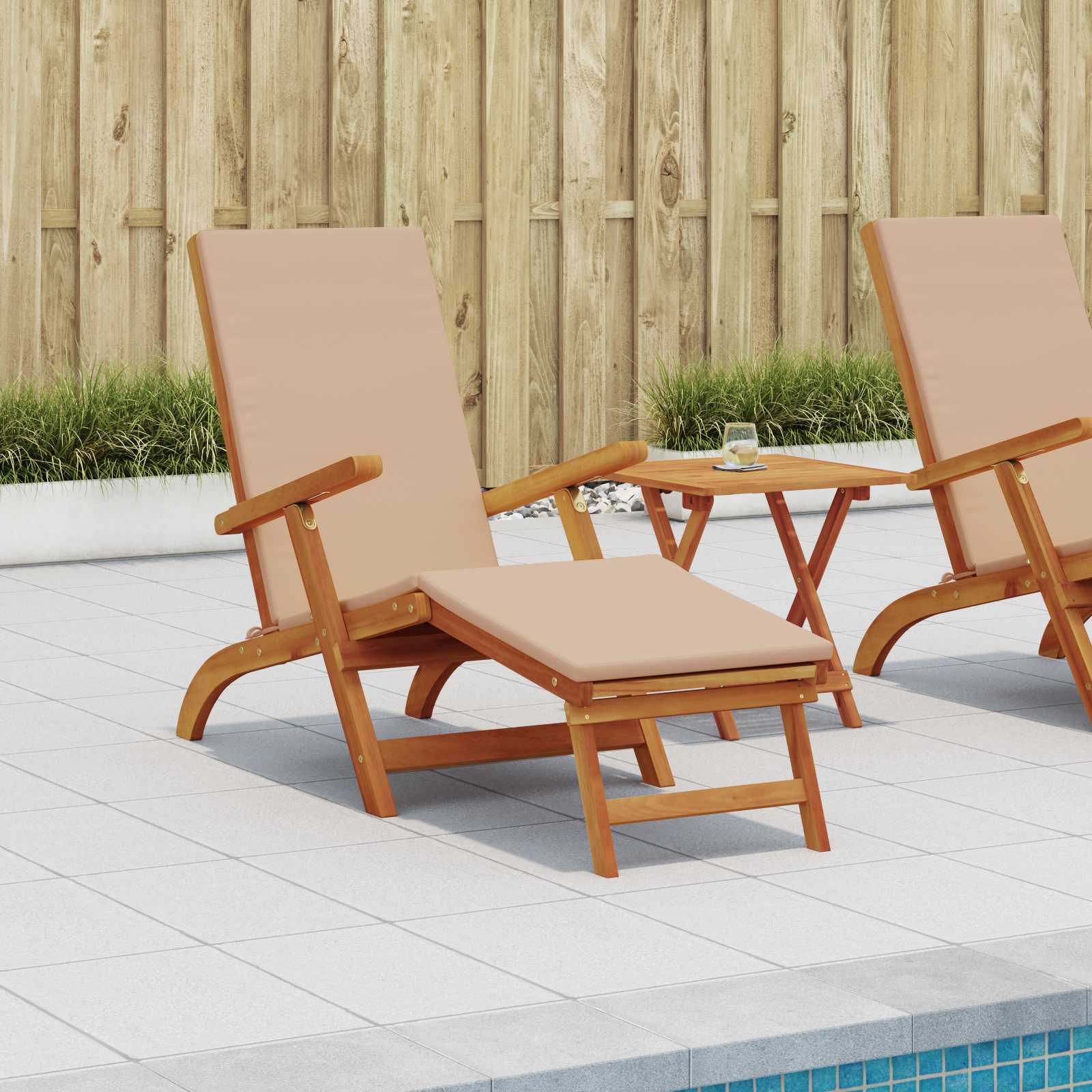 Gartenliege mit Fußteil und Tisch Massivholz Akazie