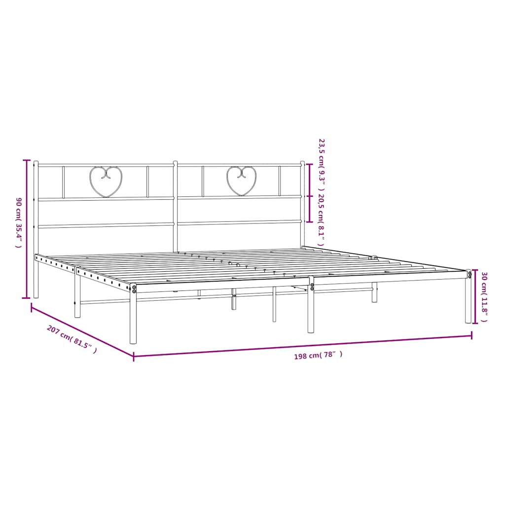 Bettgestell mit Kopfteil Metall Schwarz 100x190 cm