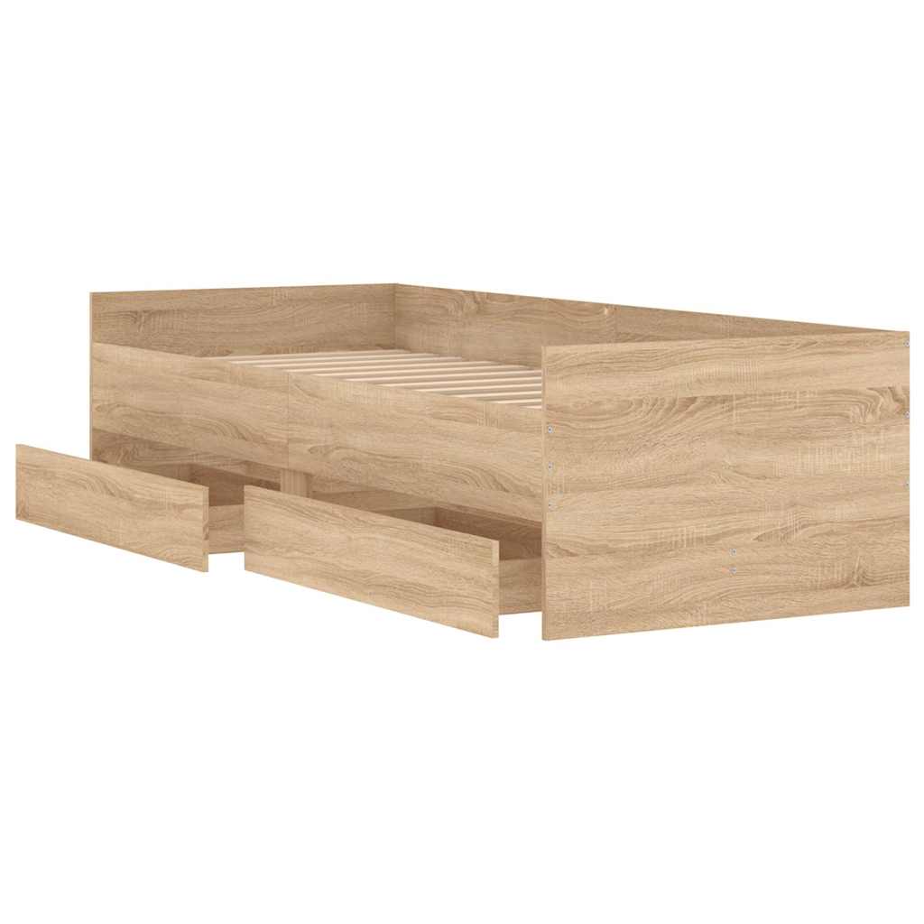 Bett mit Schubladen Braun Eiche-Optik 75x190 cm