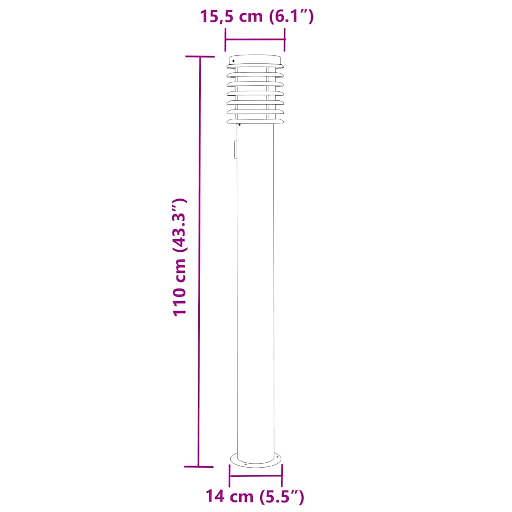 Wegeleuchte Silbern 110 cm Edelstahl