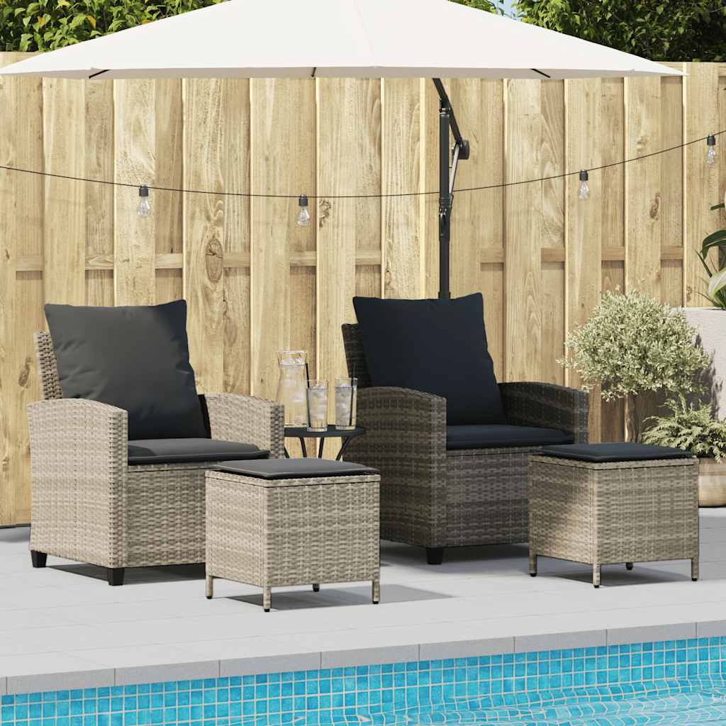 4-tlg. Garten-Sofagarnitur mit Kissen Schwarz Poly Rattan