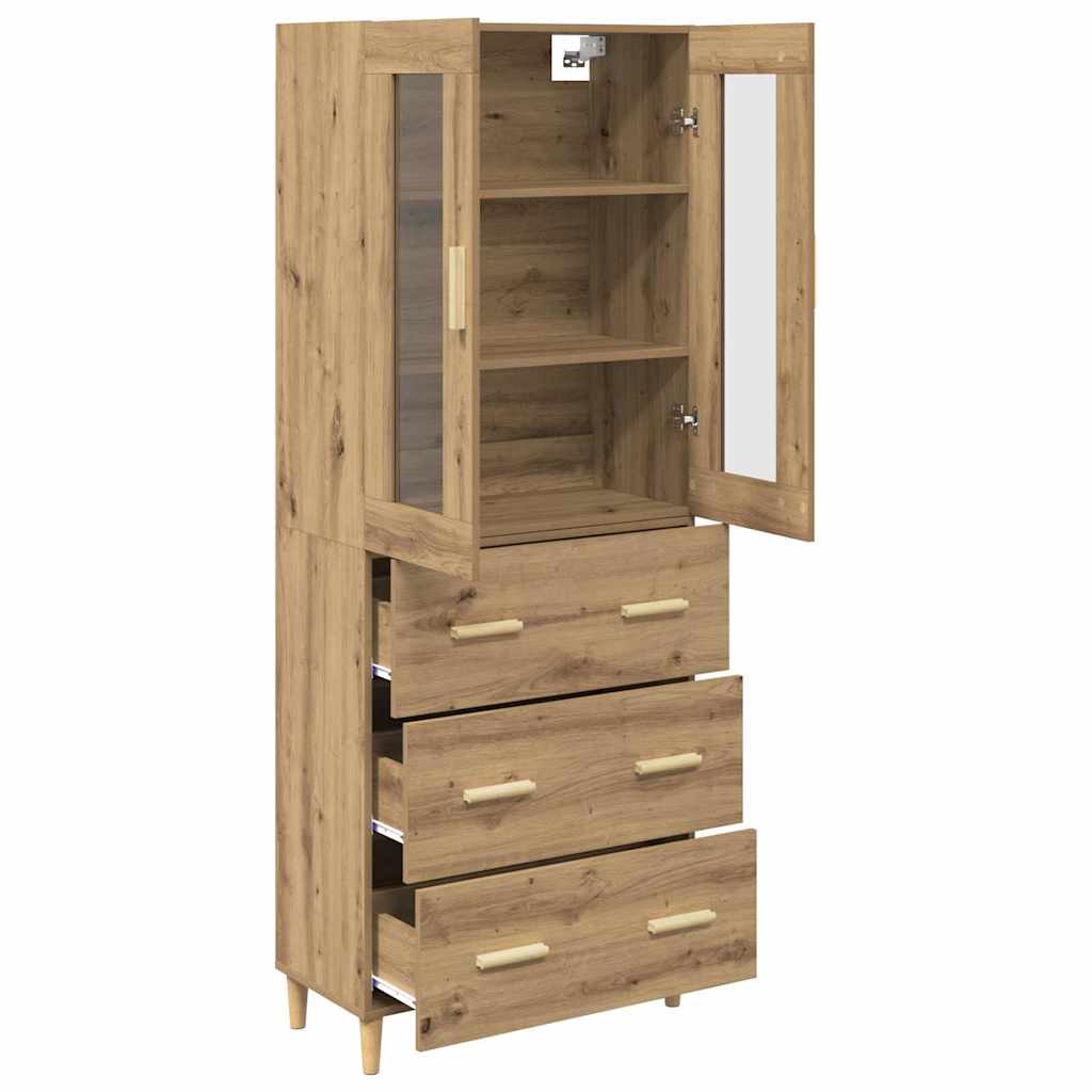 Highboard Altholz 69,5 x 34 x 180 cm Engineered Wood und Glas