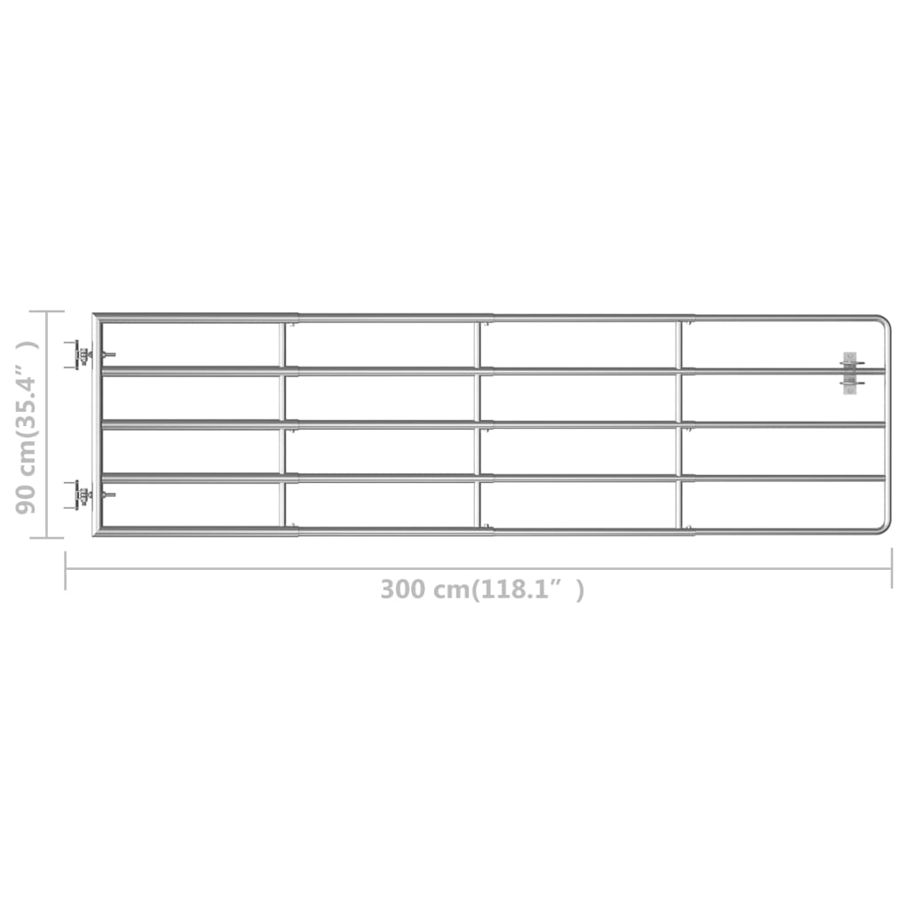 5-Rohr-Weidetor Stahl (95-170)×90 cm Silbern