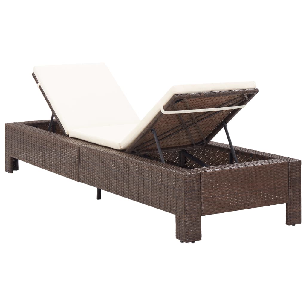 Sonnenliege mit Auflage Grau Poly Rattan