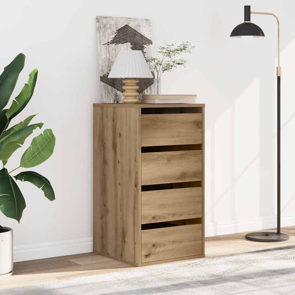 Schubladenschrank Schwarz Eichen-Optik 41 x 40 x 58 cm
