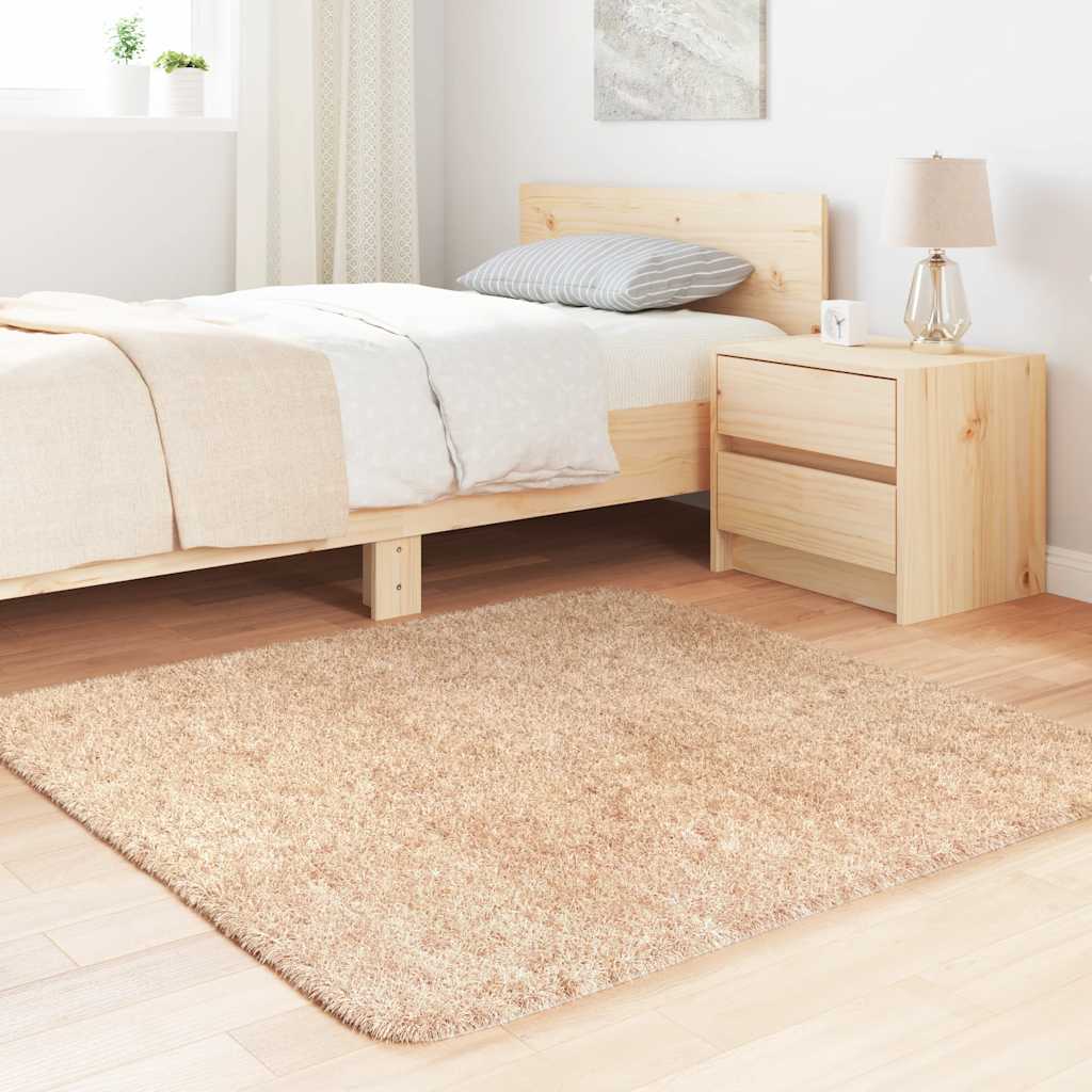 Teppich Shaggy Hochflor NAVARRA Beige 60x100 cm Polyester