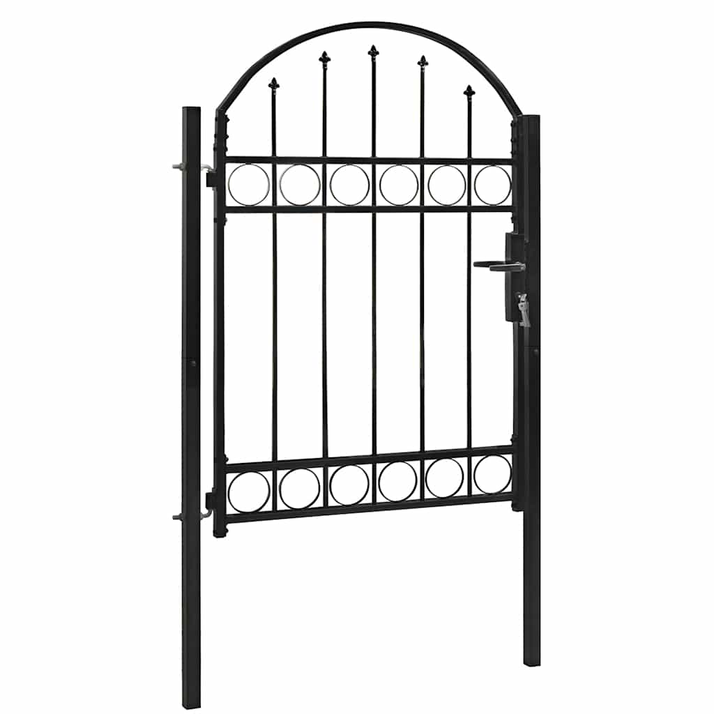 Gartentor ASSEN mit Bogenabschluss Stahl 102 x 125 cm Schwarz