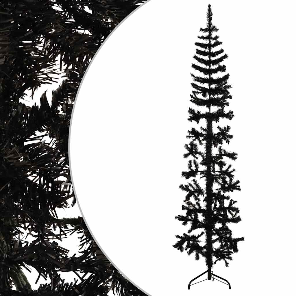 Künstlicher Halb-Weihnachtsbaum mit Ständer Schlank Weiß 180 cm