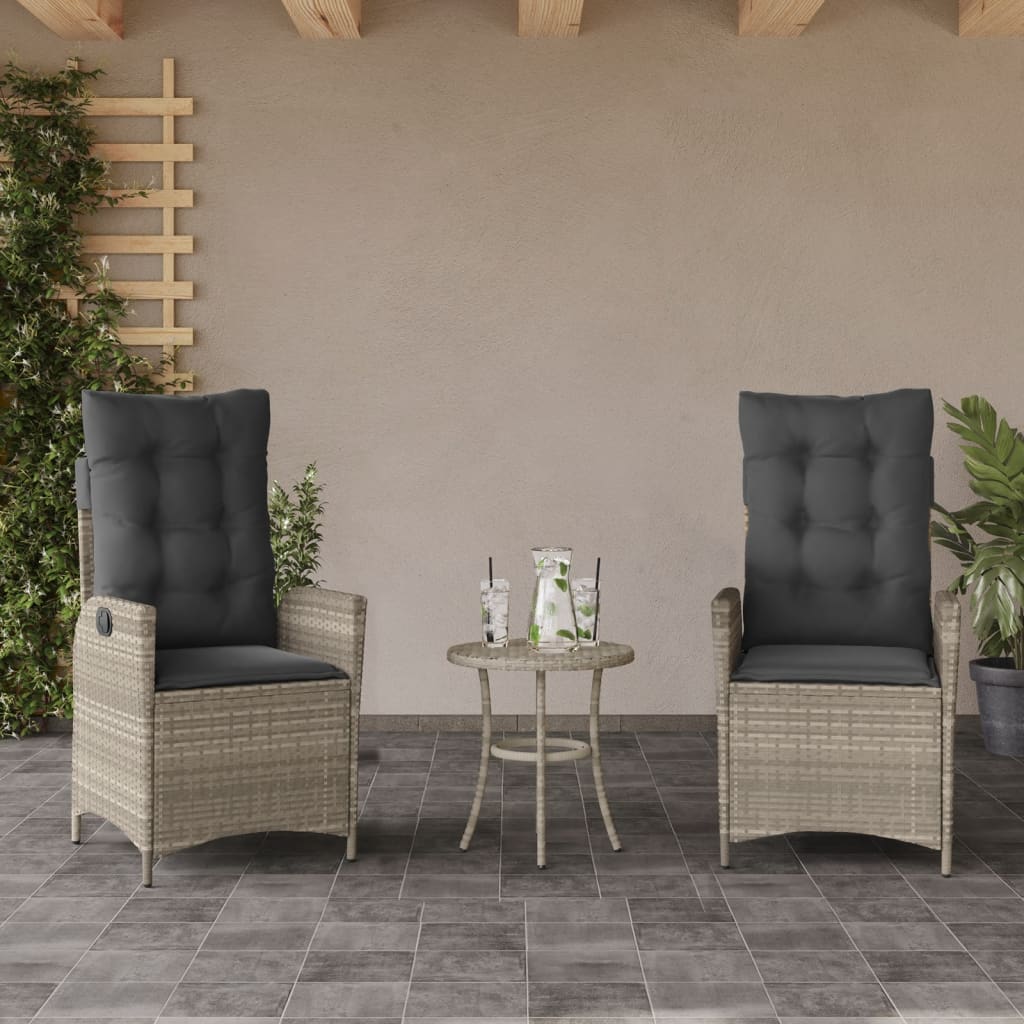 Gartensessel Verstellbar mit Kissen Schwarz Poly Rattan