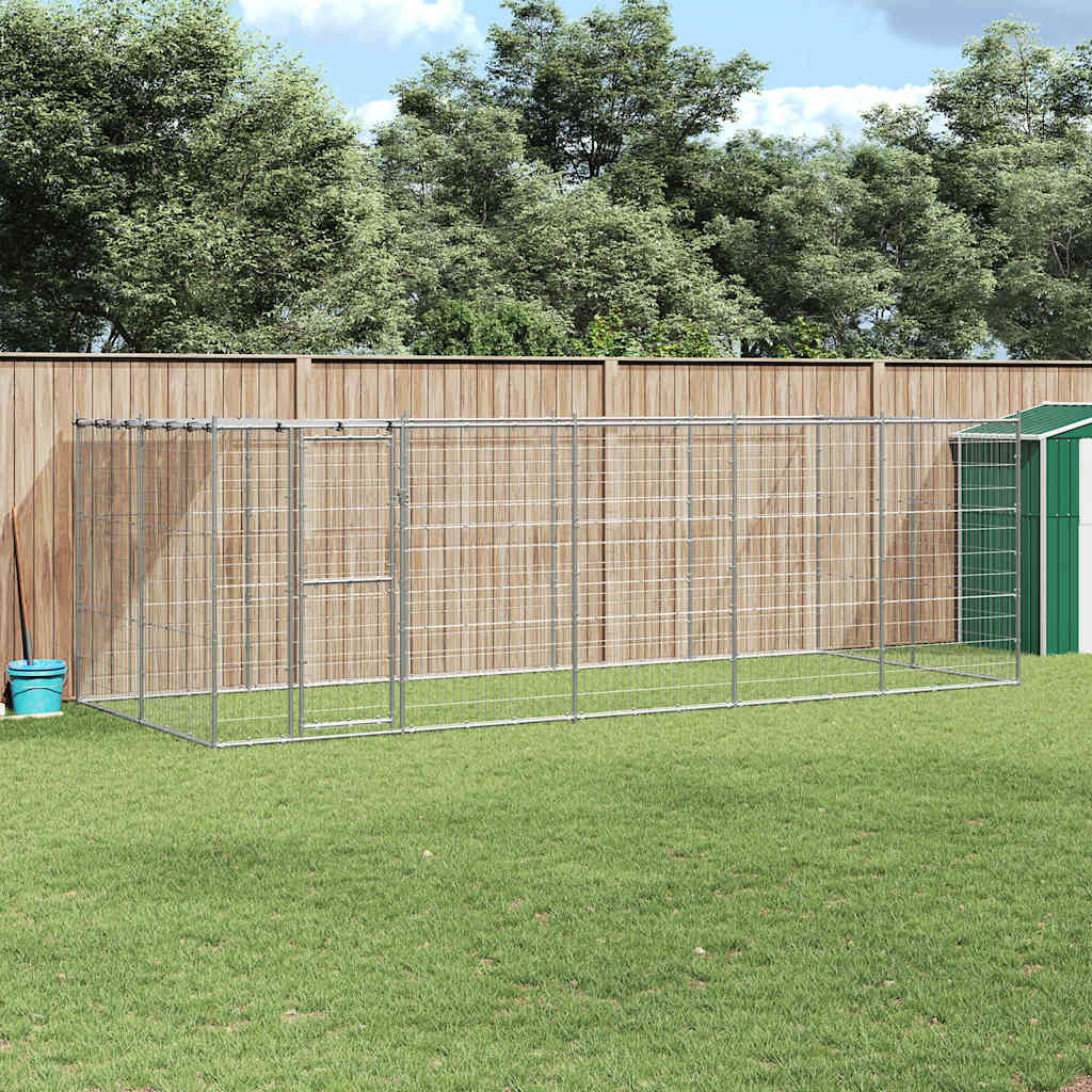 Outdoor-Hundezwinger mit Überdachung Stahl 7,26 m²