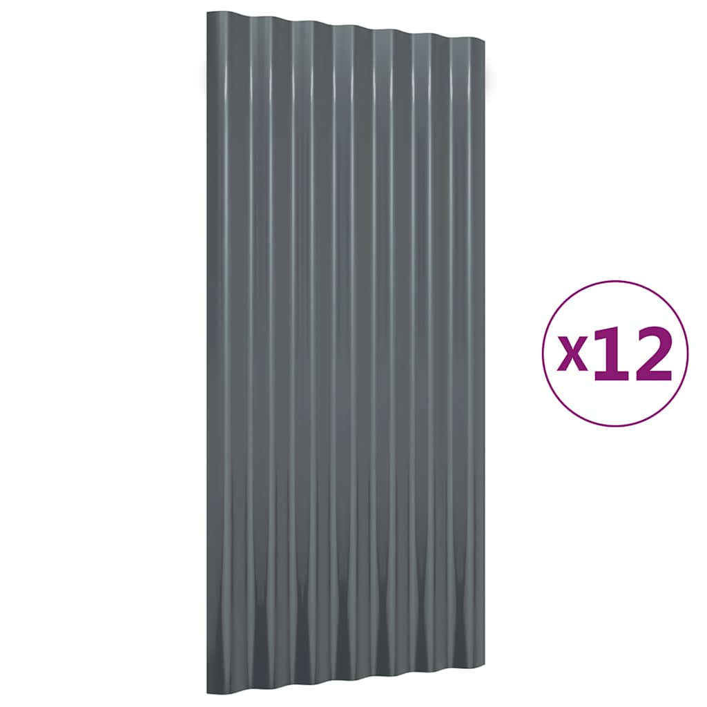 Dachpaneele 12 Stk. Verzinkter Stahl Grün 100x36 cm