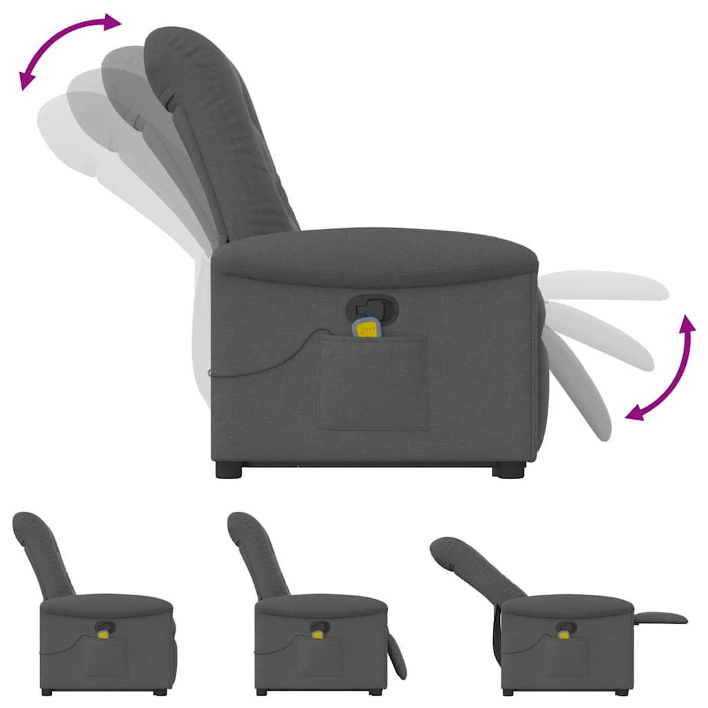Massagesessel mit Aufstehhilfe Hellgrau Stoff