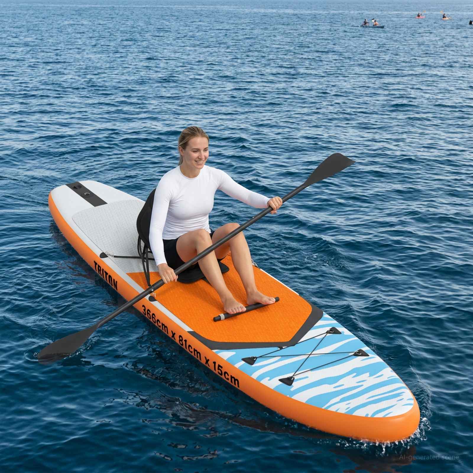 SUP Board mit Sitz 2-in-1 POSEIDON 305 x 76 x 15 cm Grün für