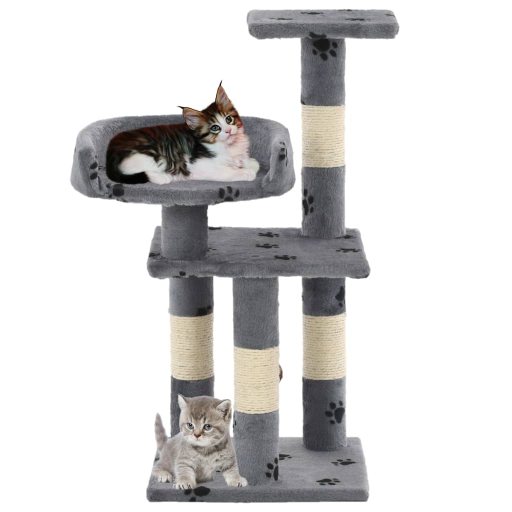 Katzen-Kratzbaum mit Sisal-Kratzsäulen 65 cm Grau